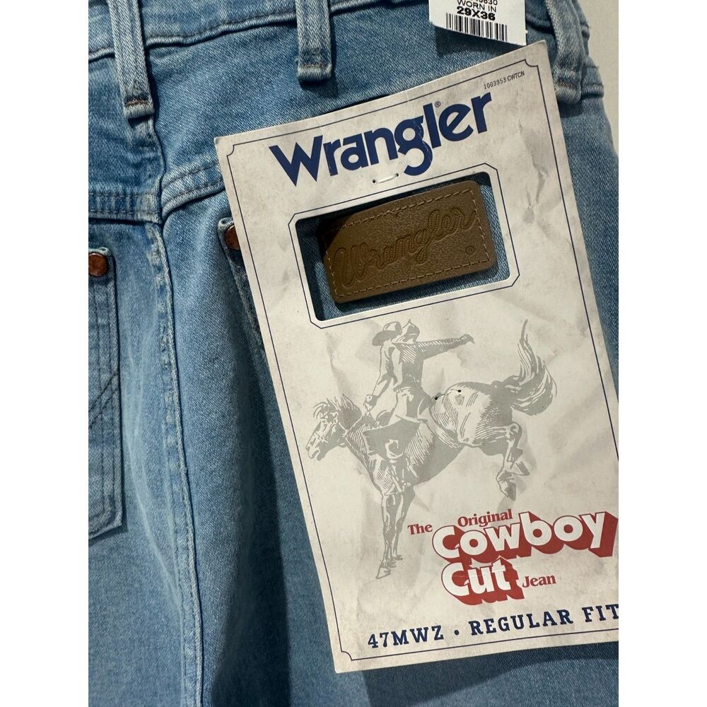 Wrangler 47MWZ Original Cowboy Cut Jeans – Regular Fit, Light Wash – Size 29x36